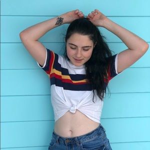White/ Striped Top